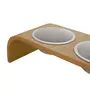 COMEDOURO BEBEDOURO COM SUPORTE M BEND - CARVALHO/INOX - Foto 5
