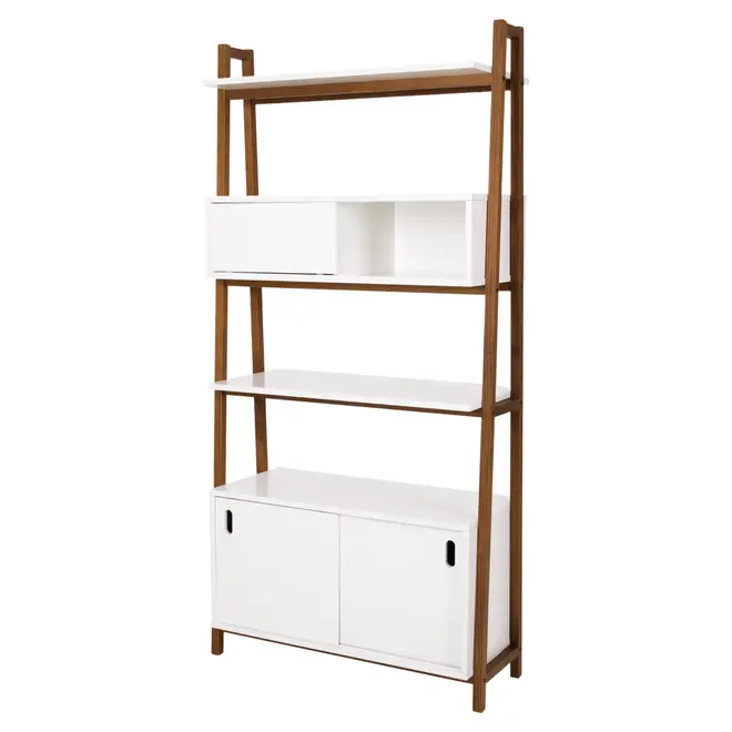 ESTANTE 3 PORTAS DE CORRER 96 CM X 1,95 M ARQUITET - NOZES/BRANCO - Foto 3