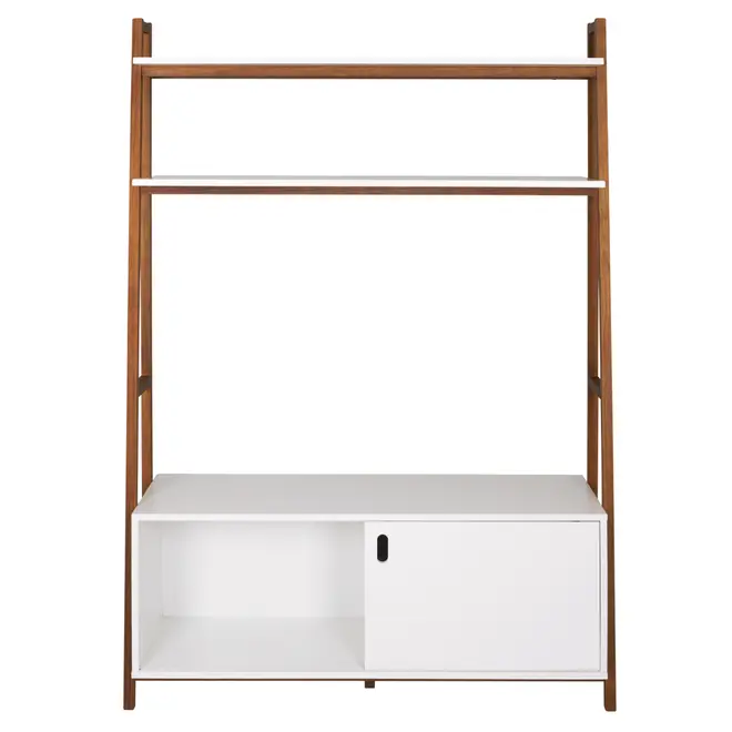 ESTANTE PARA TV DE ATÉ 50 POLEGADAS COM 1 PORTA DE CORRER1,36 M X 1,95 M ARQUITET - NOZES/BRANCO - Foto 1