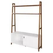 ESTANTE PARA TV DE ATÉ 50 POLEGADAS COM 1 PORTA DE CORRER1,36 M X 1,95 M ARQUITET - NOZES/BRANCO - Foto 2