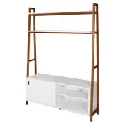 ESTANTE PARA TV DE ATÉ 50 POLEGADAS COM 1 PORTA DE CORRER1,36 M X 1,95 M ARQUITET - NOZES/BRANCO - Foto 3