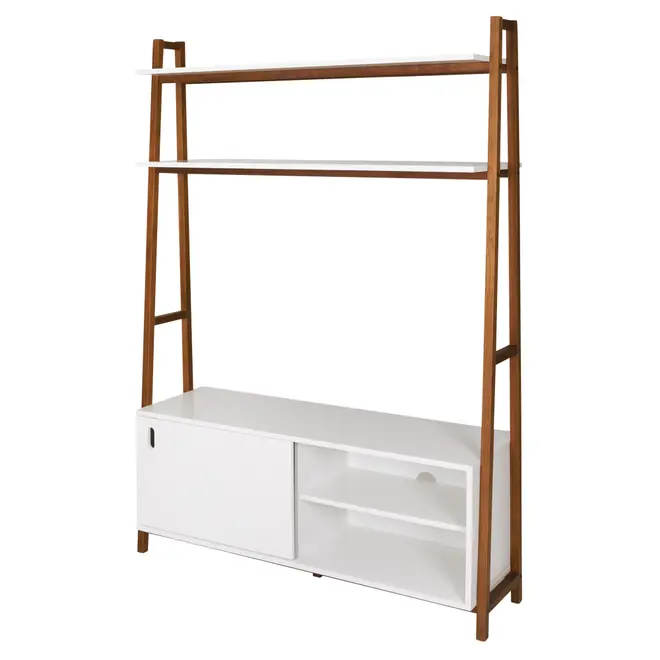ESTANTE PARA TV DE ATÉ 50 POLEGADAS COM 1 PORTA DE CORRER1,36 M X 1,95 M ARQUITET - NOZES/BRANCO - Foto 3