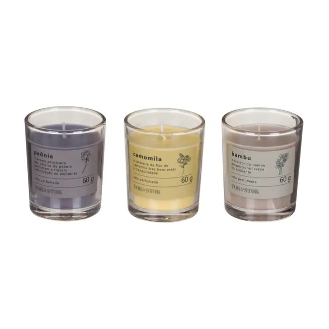 KIT VELA PERFUMADA POTE COM 3 NATURALS - MULTICOR - Foto 1