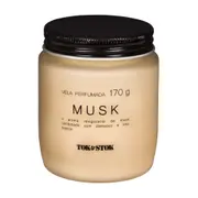 VELA PERFUMADA POTE MUSK ESSENCIALS - CAMELO/PRETO - Foto 1