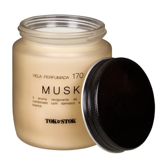VELA PERFUMADA POTE MUSK ESSENCIALS - CAMELO/PRETO - Foto 3