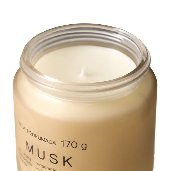 VELA PERFUMADA POTE MUSK ESSENCIALS - CAMELO/PRETO - Foto 4