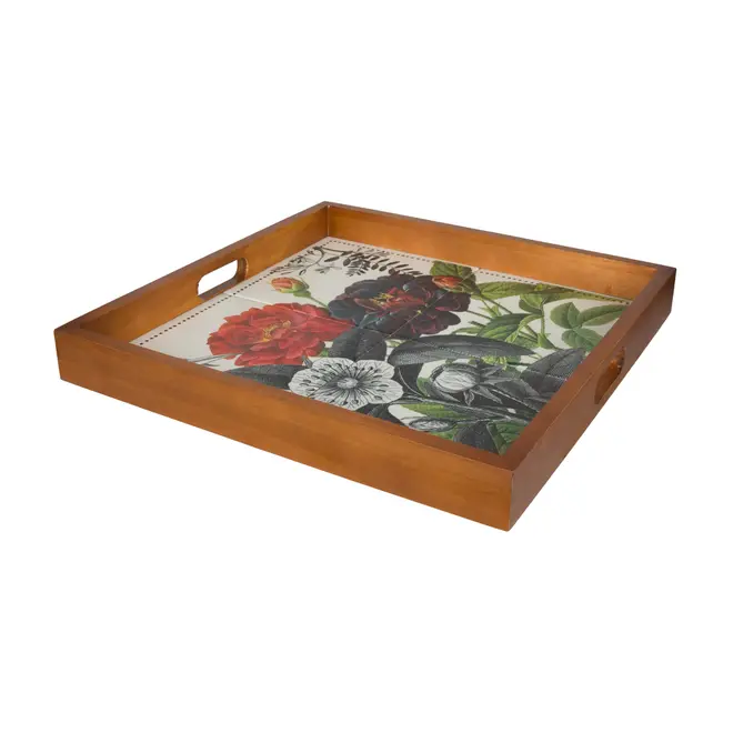 BANDEJA 43 CM X 43 CM NATUREZA BOTÂNICA - MARROM/MULTICOR - Foto 2