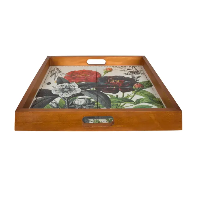 BANDEJA 43 CM X 43 CM NATUREZA BOTÂNICA - MARROM/MULTICOR - Foto 4