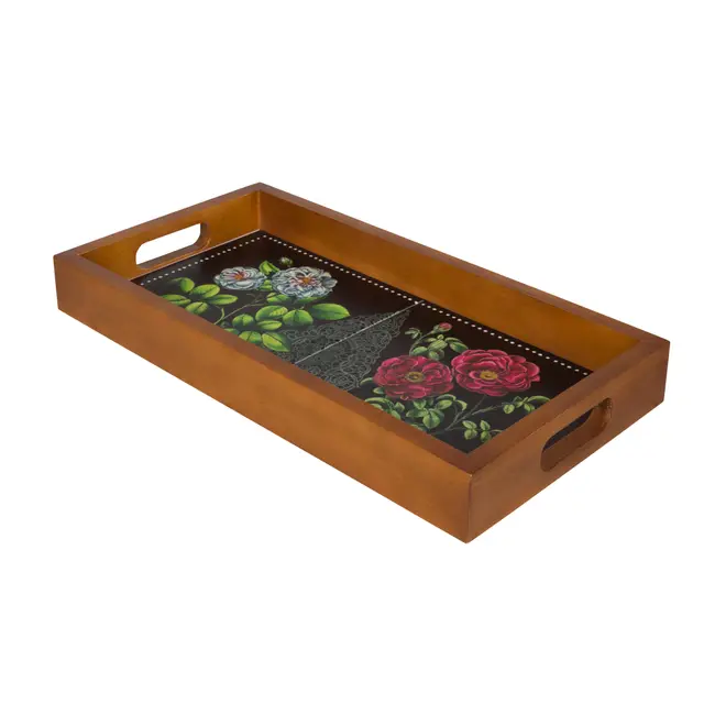 BANDEJA 43 CM X 22 CM NATUREZA BOTÂNICA - MARROM/MULTICOR - Foto 2
