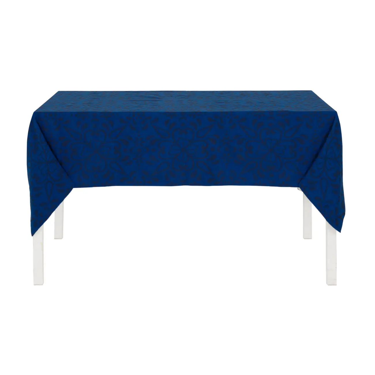 TOALHA DE MESA 1,40 M X 2,20 M FOLKSY BLOOM - AZUL ESCURO/AZUL - Foto 1