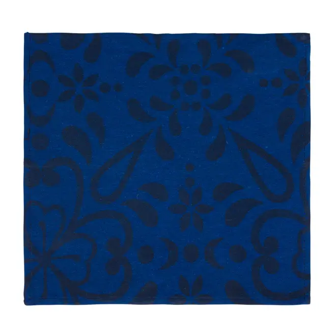 GUARDANAPO TC 30 CM X 30 CM COM 4 FOLKSY BLOOM - AZUL ESCURO/AZUL - Foto 1