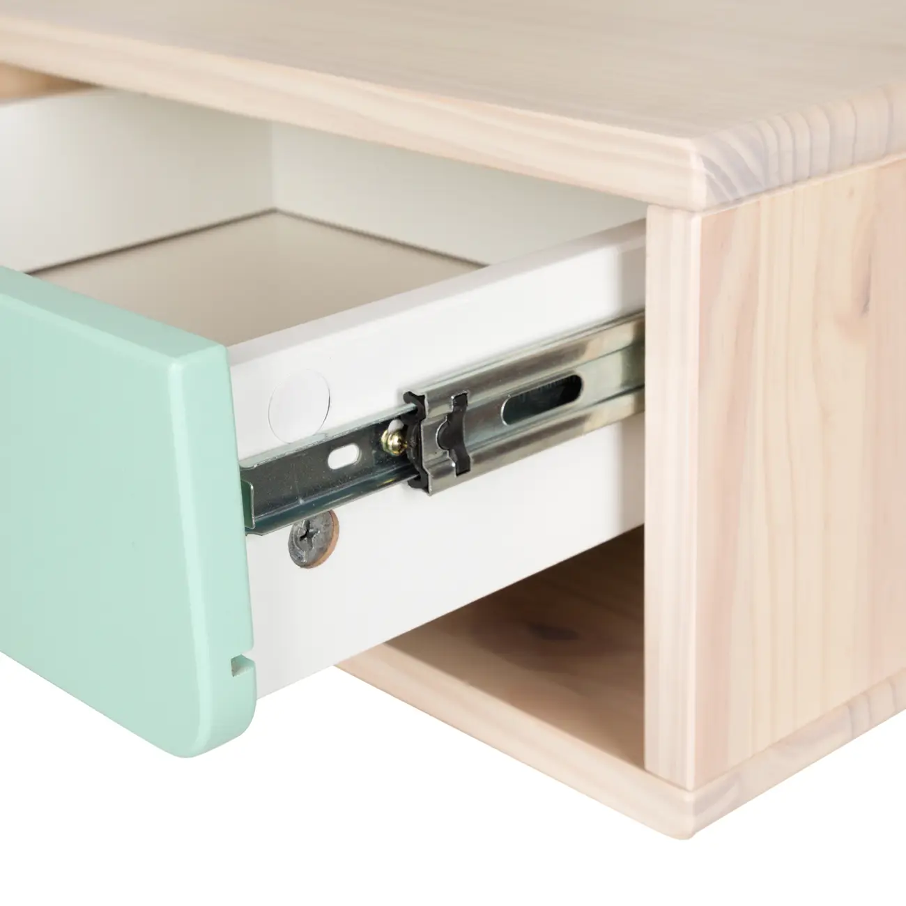 MESA DE CABECEIRA DE PAREDE 1 GAVETA TUTTI-CUTE - NATURAL WASHED/SORBET MENTA - Foto 6