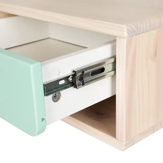 MESA DE CABECEIRA DE PAREDE 1 GAVETA TUTTI-CUTE - NATURAL WASHED/SORBET MENTA - Foto 6