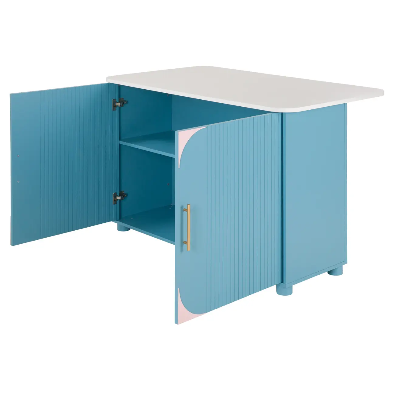 BALCÃO DE COZINHA COM 2 PORTAS 1,35 M X 70 CM COZINHA ENCANTADA DA RAÍZA COSTA - AZUL/MULTICOR - Foto 2