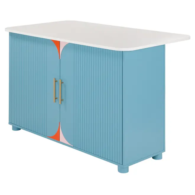 BALCÃO DE COZINHA COM 2 PORTAS 1,35 M X 70 CM COZINHA ENCANTADA DA RAÍZA COSTA - AZUL/MULTICOR - Foto 3