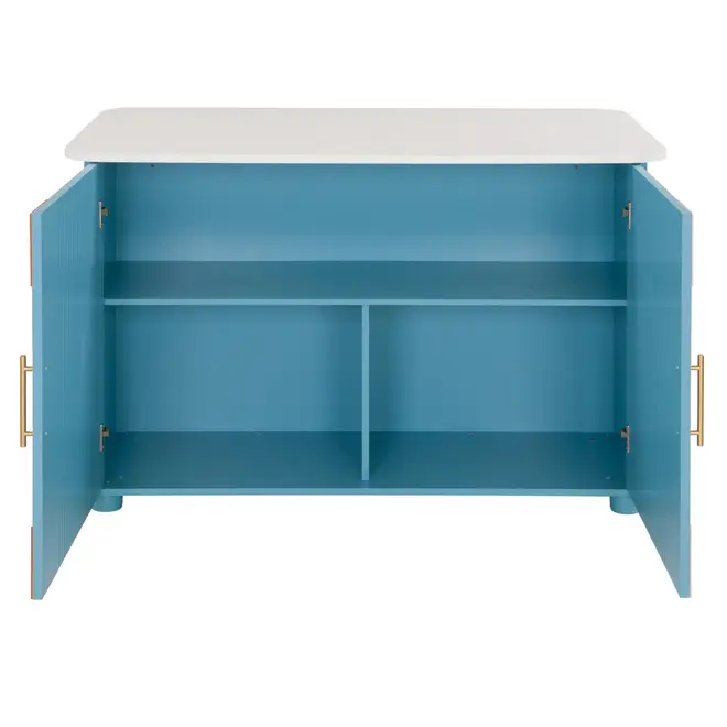 BALCÃO DE COZINHA COM 2 PORTAS 1,35 M X 70 CM COZINHA ENCANTADA DA RAÍZA COSTA - AZUL/MULTICOR - Foto 6