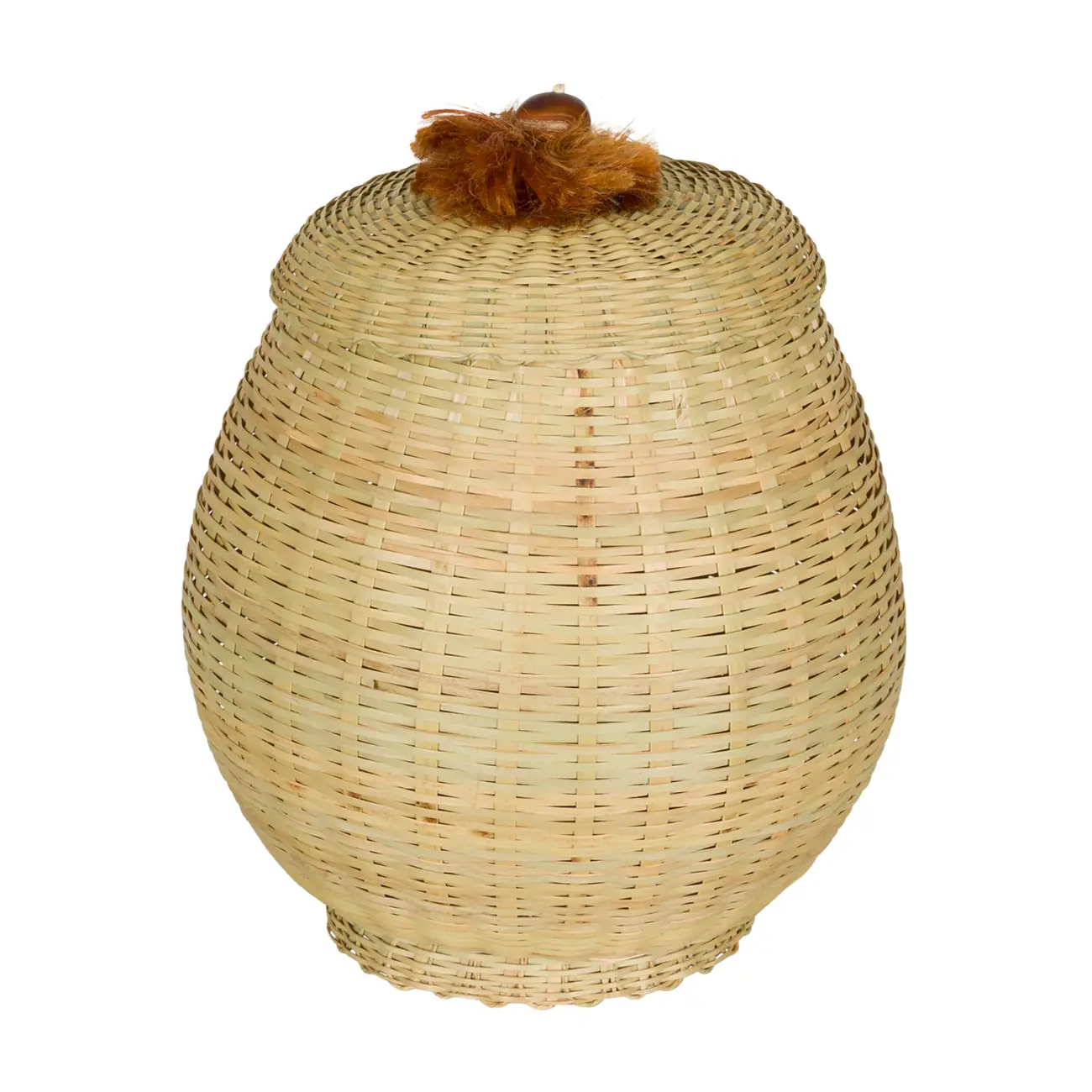 CESTO COM TAMPA 30 CM X 27 CM X 27 CM BURITI - FIBRA CLARA/TERRACOTA - Foto 1