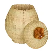 CESTO COM TAMPA 30 CM X 27 CM X 27 CM BURITI - FIBRA CLARA/TERRACOTA - Foto 2