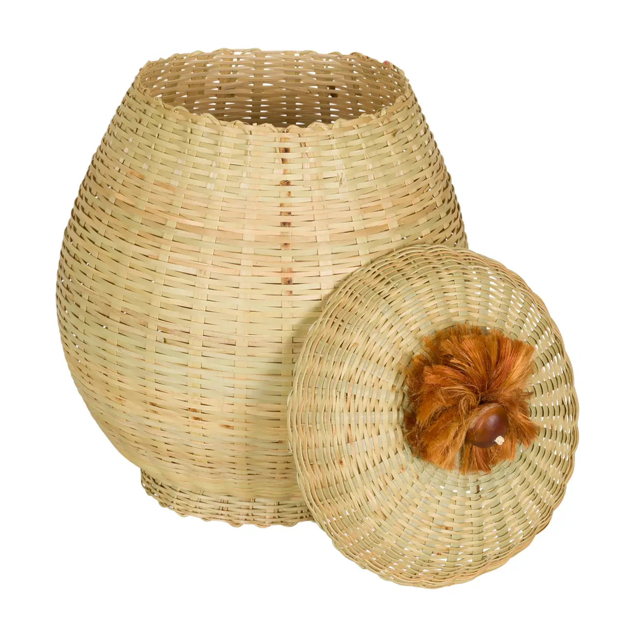CESTO COM TAMPA 30 CM X 27 CM X 27 CM BURITI - FIBRA CLARA/TERRACOTA - Foto 2