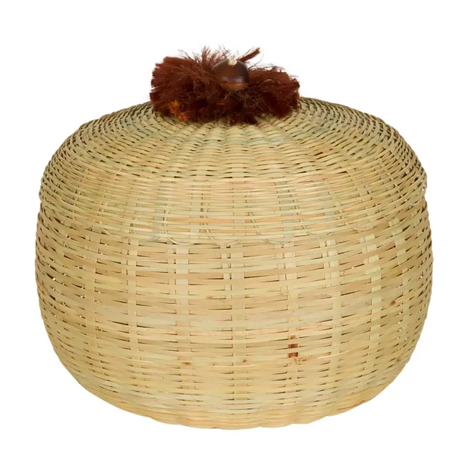 PORTA-PÃO REDONDO 27 CM BURITI - FIBRA CLARA/TERRACOTA - Foto 1