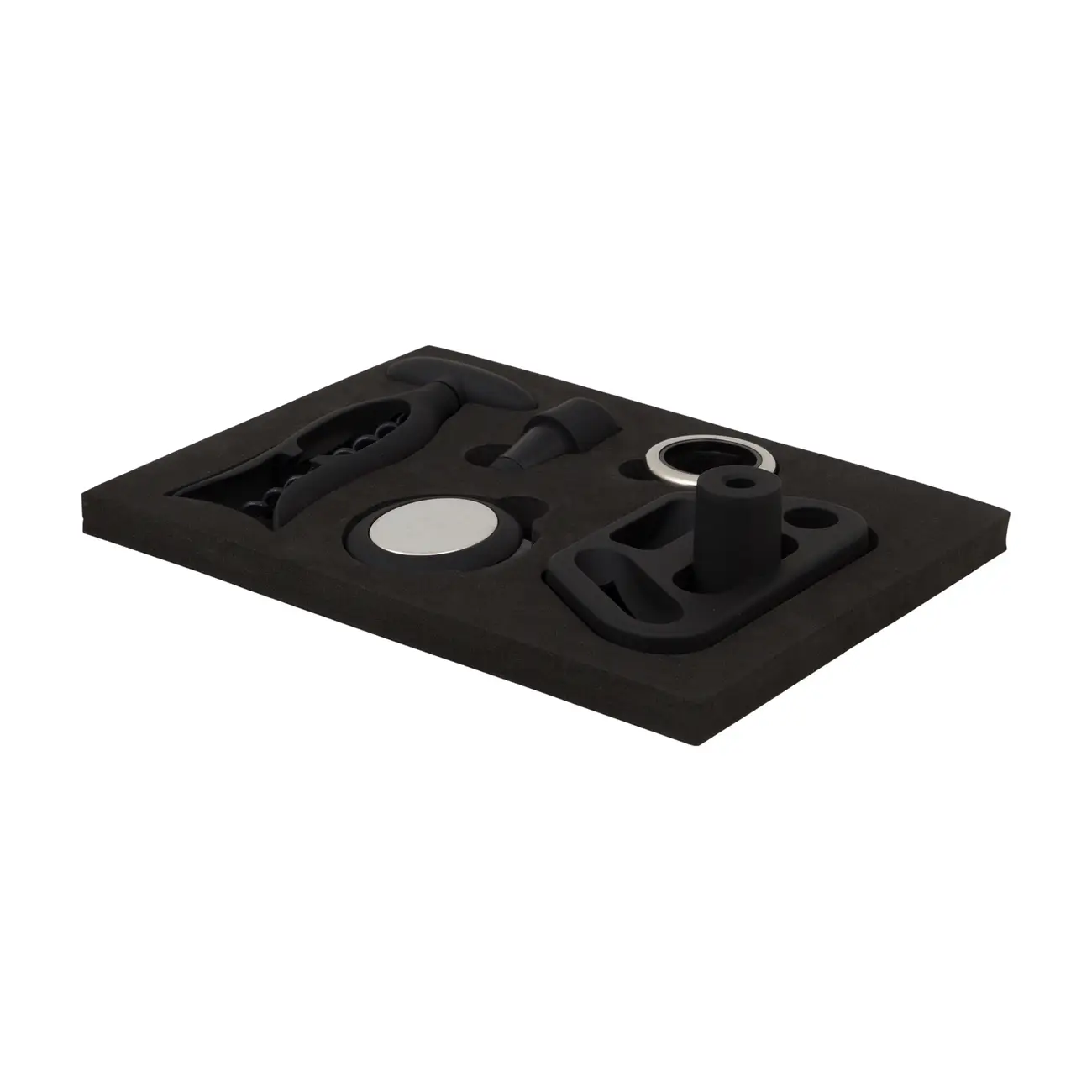 KIT PARA VINHO COM 4 PEÇAS CORTÊS - PRETO/CROMADO - Foto 2