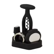KIT PARA VINHO COM 4 PEÇAS CORTÊS - PRETO/CROMADO - Foto 3