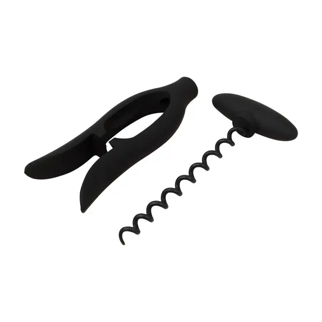 KIT PARA VINHO COM 4 PEÇAS CORTÊS - PRETO/CROMADO - Foto 5