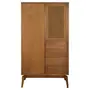 GUARDA-ROUPA DE SOLTEIRO 2 PORTAS/4 GAVETAS COM PALHINHA ARES - NOZES/FIBRA CLARA - Foto 1