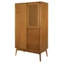 GUARDA-ROUPA DE SOLTEIRO 2 PORTAS/4 GAVETAS COM PALHINHA ARES - NOZES/FIBRA CLARA - Foto 3