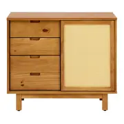 CÔMODA 4 GAVETAS/1 PORTA DE CORRER COM PALHINHA 90 CM X 40 CM PALHANDI - AMÊNDOA/NATURAL - Foto 1