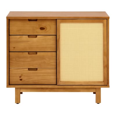 CÔMODA 4 GAVETAS/1 PORTA DE CORRER COM PALHINHA 90 CM X 40 CM PALHANDI
