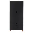 PRETO/NOZES - GUARDA-ROUPA 2 PORTAS/3 GAVETAS LIN