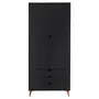 PRETO/NOZES - GUARDA-ROUPA 2 PORTAS/3 GAVETAS LIN