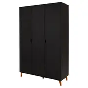 GUARDA-ROUPA DE SOLTEIRO 3 PORTAS LIN - PRETO/NOZES - Foto 3
