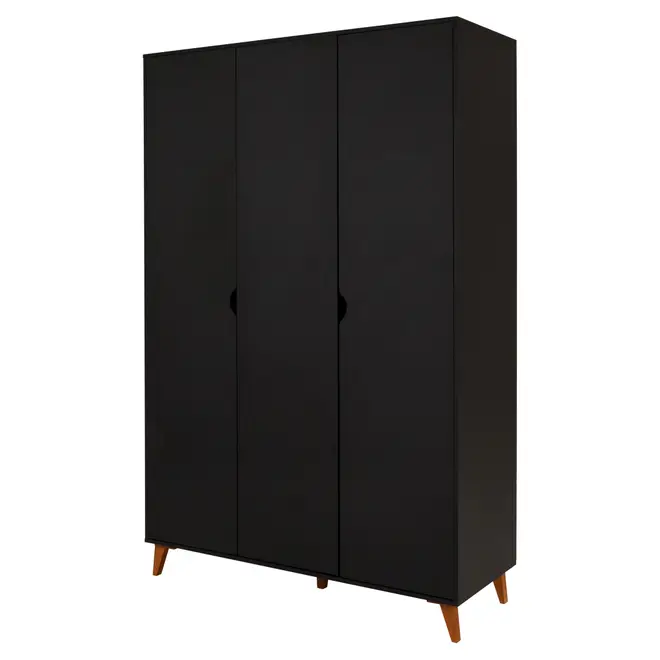 GUARDA-ROUPA DE SOLTEIRO 3 PORTAS LIN - PRETO/NOZES - Foto 3