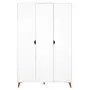 BRANCO/NOZES - GUARDA-ROUPA DE SOLTEIRO 3 PORTAS LIN