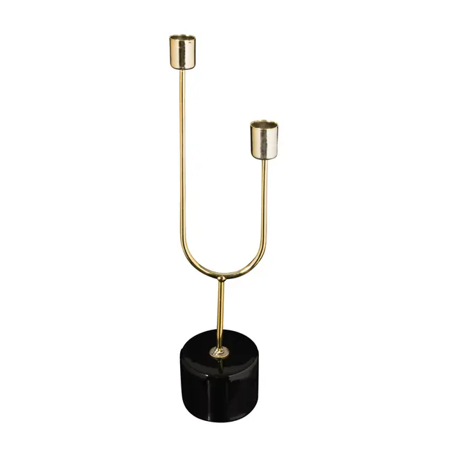 CANDELABRO PARA 2 VELAS LUND - OURO/PRETO - Foto 1