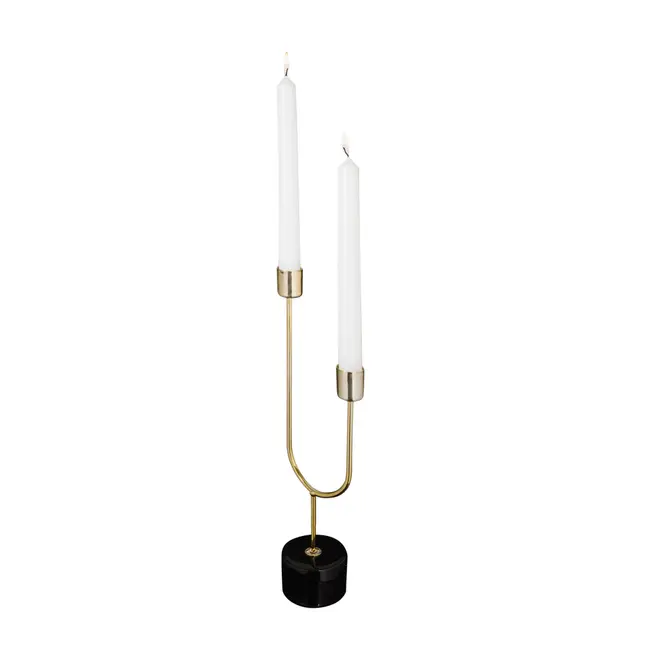 CANDELABRO PARA 2 VELAS LUND - OURO/PRETO - Foto 2