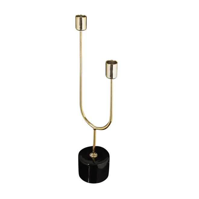 CANDELABRO PARA 2 VELAS LUND - OURO/PRETO - Foto 3