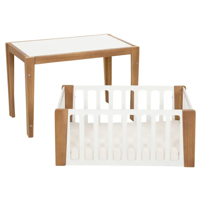 MINIBERÇO 47 CM 3 EM 1 - BERÇO MESA INFANTIL CAIXA ORGANIZADOR PICOLÉ - BRANCO/TAUARI - Foto 2