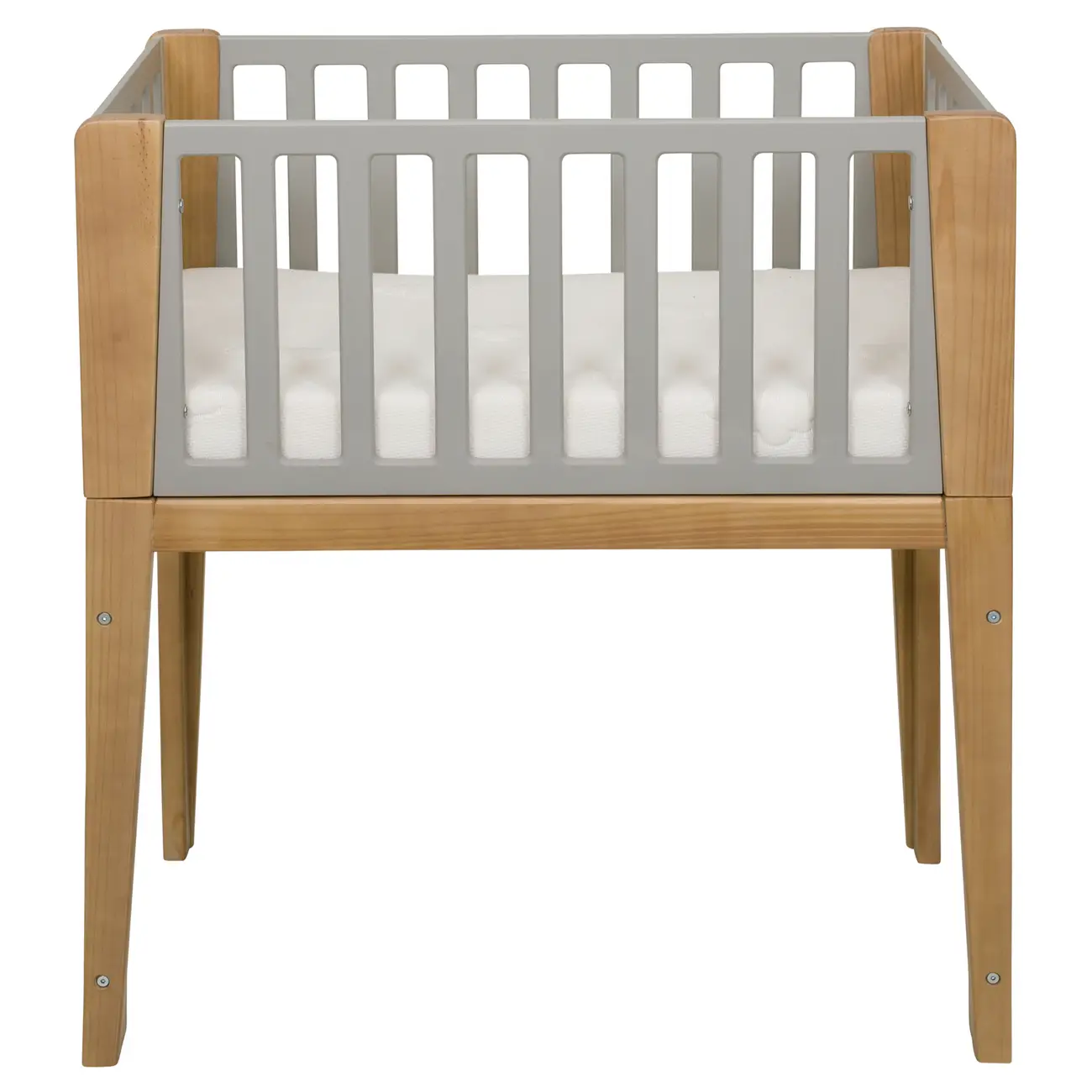 MINIBERÇO 47 CM 3 EM 1 - BERÇO MESA INFANTIL CAIXA ORGANIZADOR PICOLÉ - CINZA/TAUARI - Foto 1