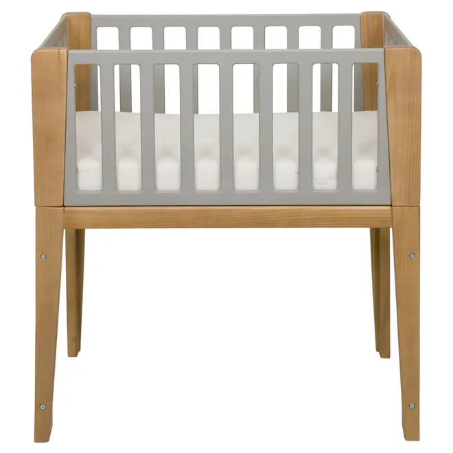 MINIBERÇO 47 CM 3 EM 1 - BERÇO MESA INFANTIL CAIXA ORGANIZADOR PICOLÉ - CINZA/TAUARI - Foto 1