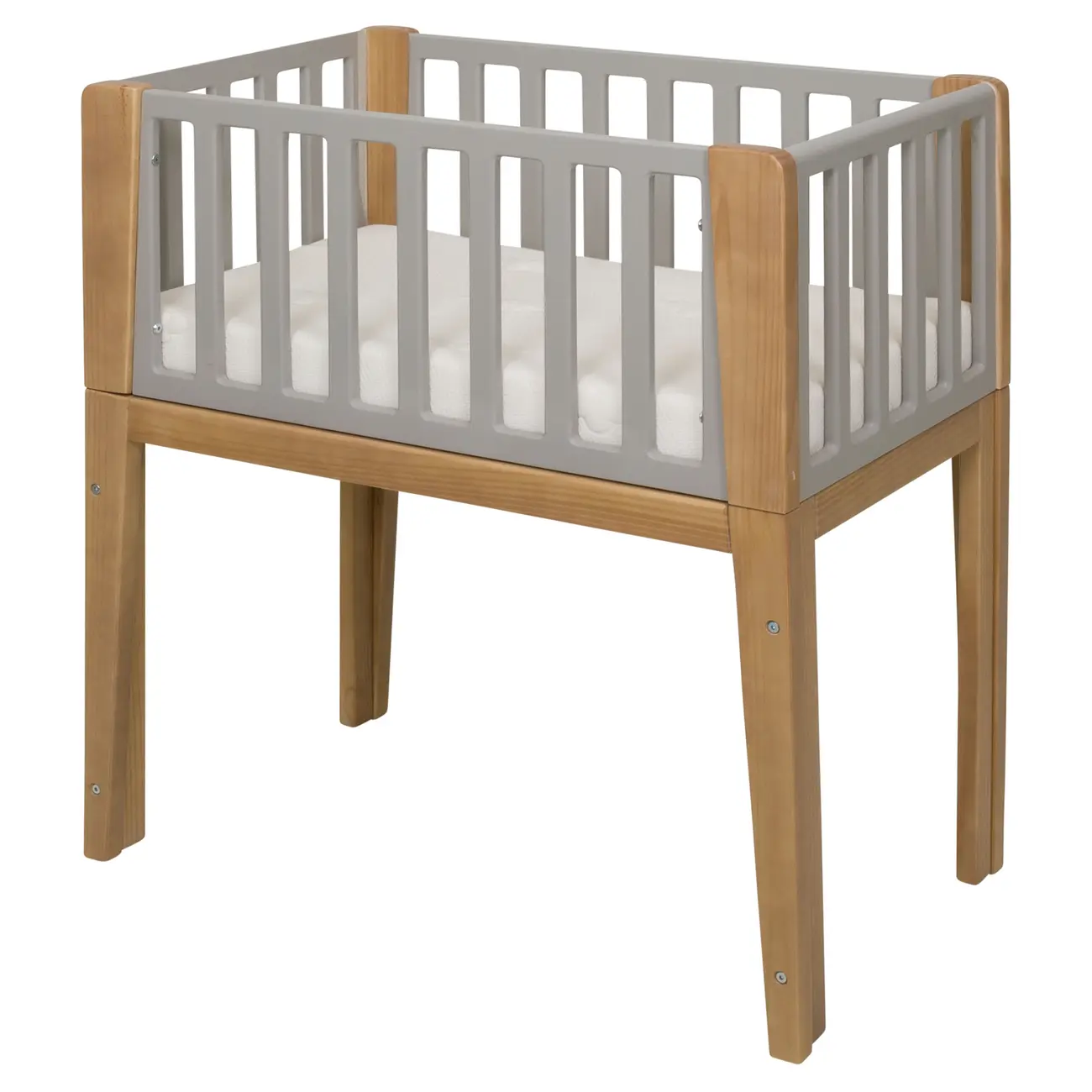 MINIBERÇO 47 CM 3 EM 1 - BERÇO MESA INFANTIL CAIXA ORGANIZADOR PICOLÉ - CINZA/TAUARI - Foto 3