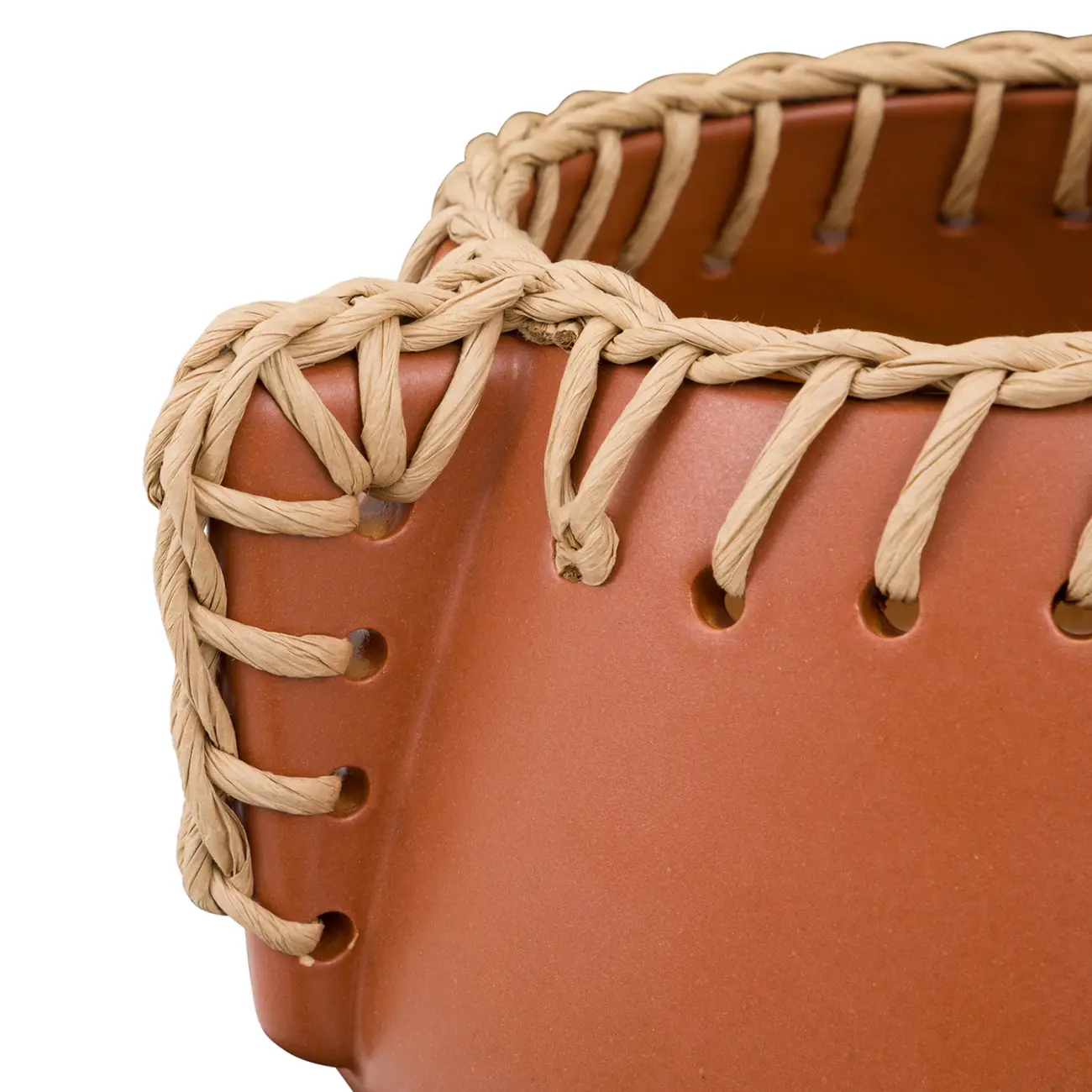 VASO DECORATIVO 13 CM CROCHETANDO - TERRACOTA/FIBRA CLARA - Foto 3