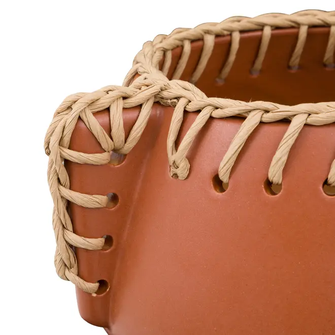 VASO DECORATIVO 13 CM CROCHETANDO - TERRACOTA/FIBRA CLARA - Foto 3