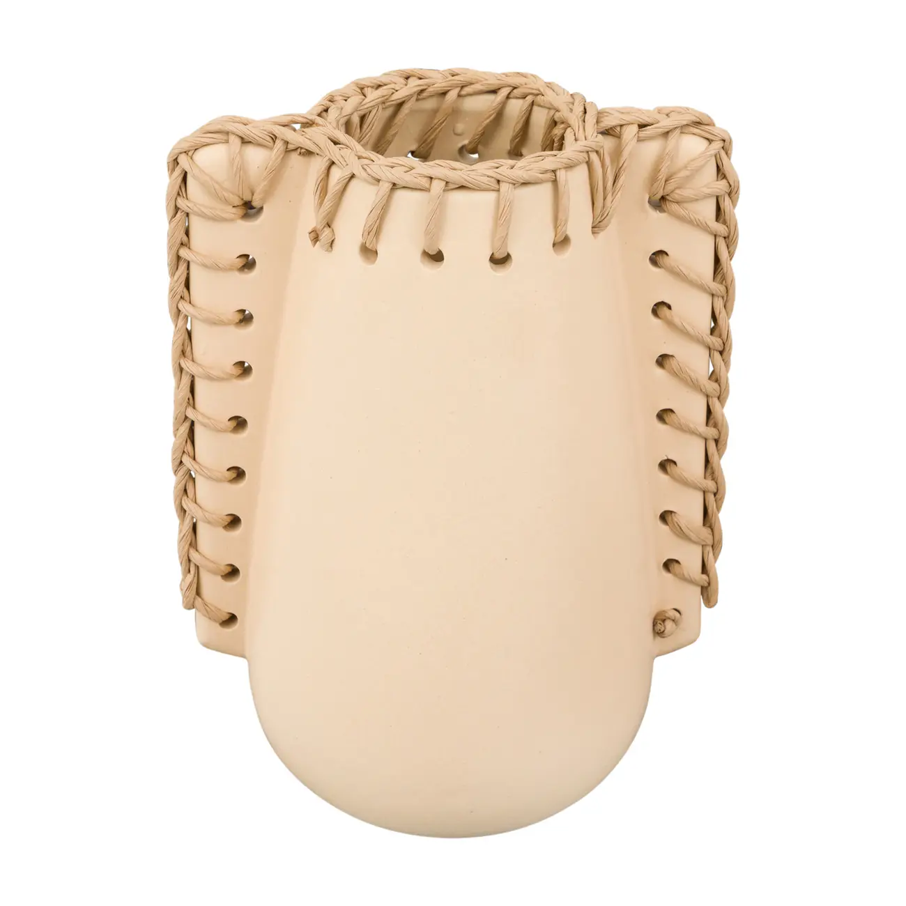 VASO DECORATIVO 24 CM CROCHETANDO - AREIA/FIBRA CLARA - Foto 1