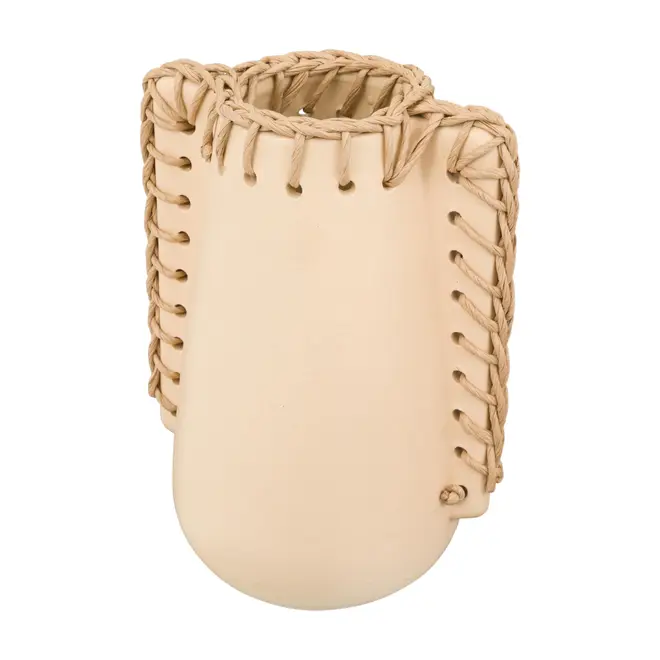 VASO DECORATIVO 24 CM CROCHETANDO - AREIA/FIBRA CLARA - Foto 2