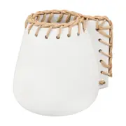 VASO JARRA DECORATIVA 17 CM CROCHETANDO - BRANCO/FIBRA CLARA - Foto 1