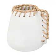VASO JARRA DECORATIVA 17 CM CROCHETANDO - BRANCO/FIBRA CLARA - Foto 2