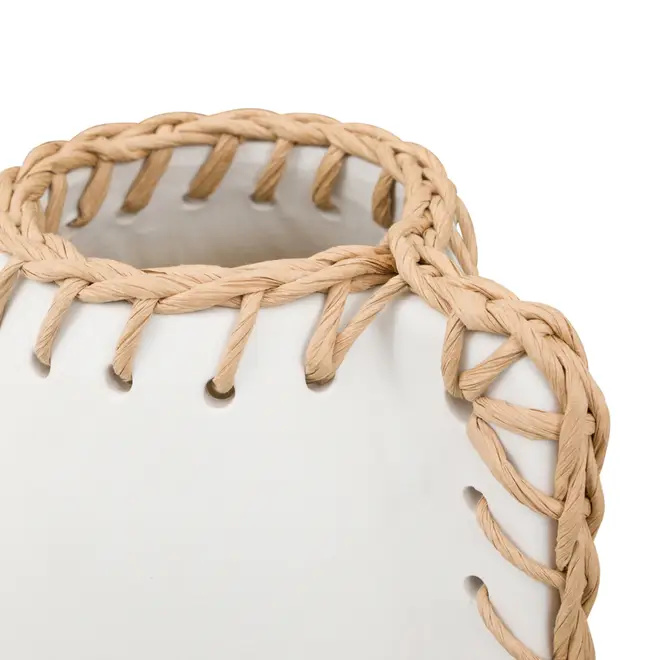 VASO JARRA DECORATIVA 17 CM CROCHETANDO - BRANCO/FIBRA CLARA - Foto 3